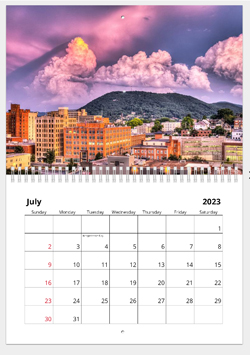 July Roanoke Wall Calendar